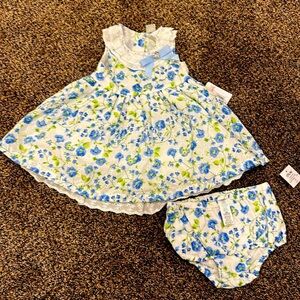 NWT Floral Blue Dress Set